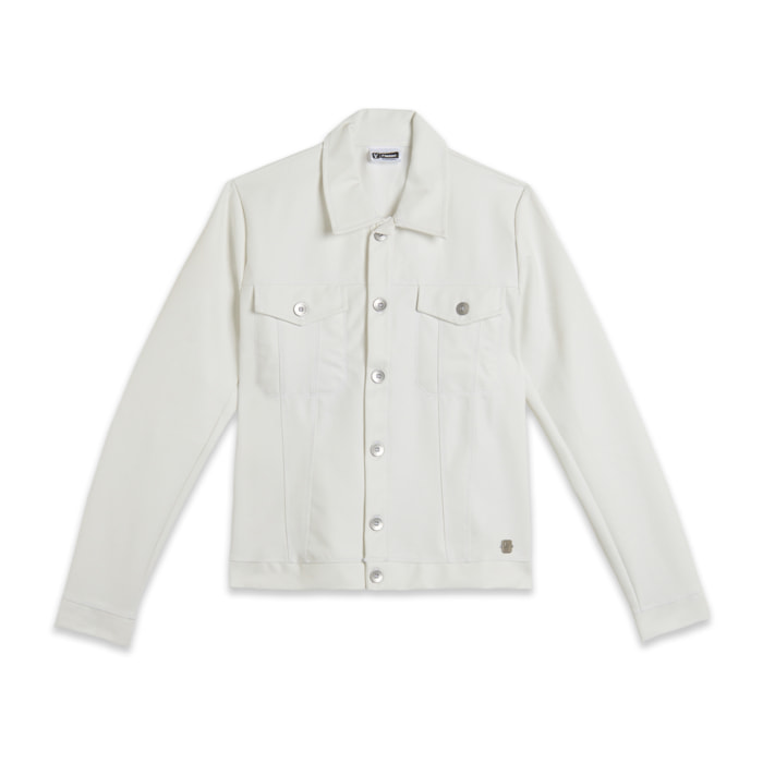 Giacca trucker in similpelle con taglio corto