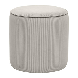 Pouf rond en velours côtelé taupe D40 cm PAUL