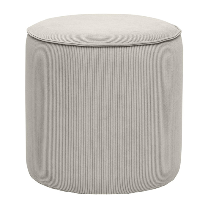 Pouf rond en velours côtelé taupe D40 cm PAUL
