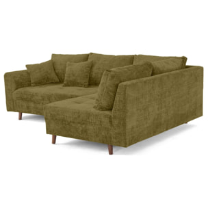 Rune - canapé d'angle droit 4 places en velours texturé - Vert Olive