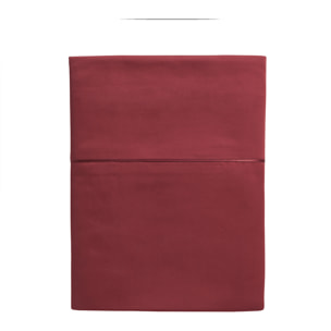 Drap plat uni en satin de coton, TEO, Rouge Cinabre