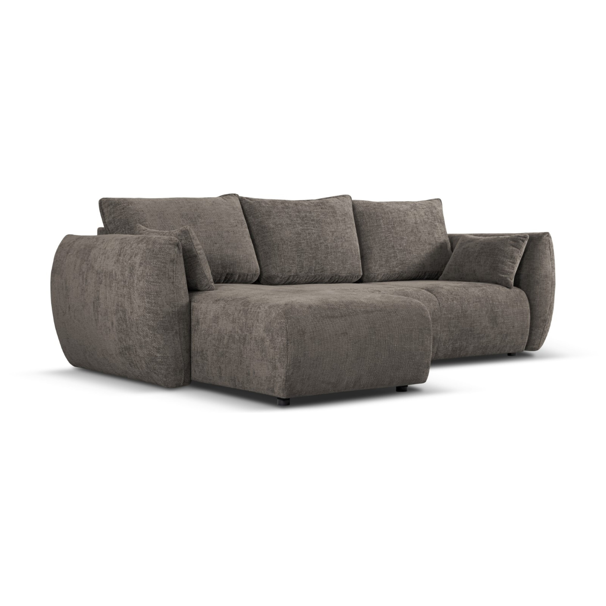 Canapé d'angle gauche convertible avec coffre de rangement "Matera" 4 places en chenille gris