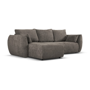 Canapé d'angle gauche convertible avec coffre de rangement "Matera" 4 places en chenille gris