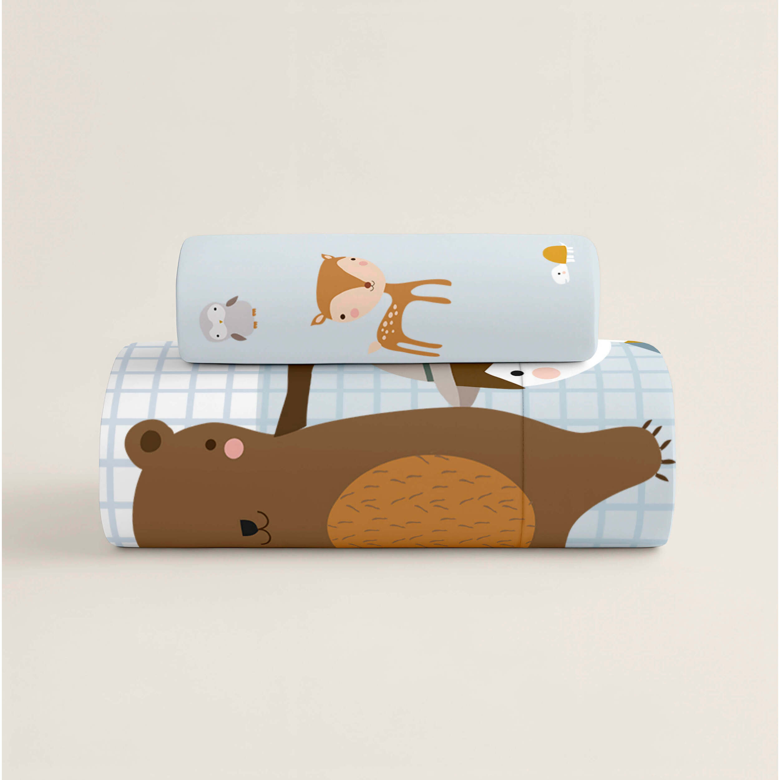 Funda Nórdica Estampada - Reversible - Infantil - Cierre Solapa - 100% Algodón - Incluye 1 Funda de Almohada - Cuna/Maxicuna - Aventura Bosque