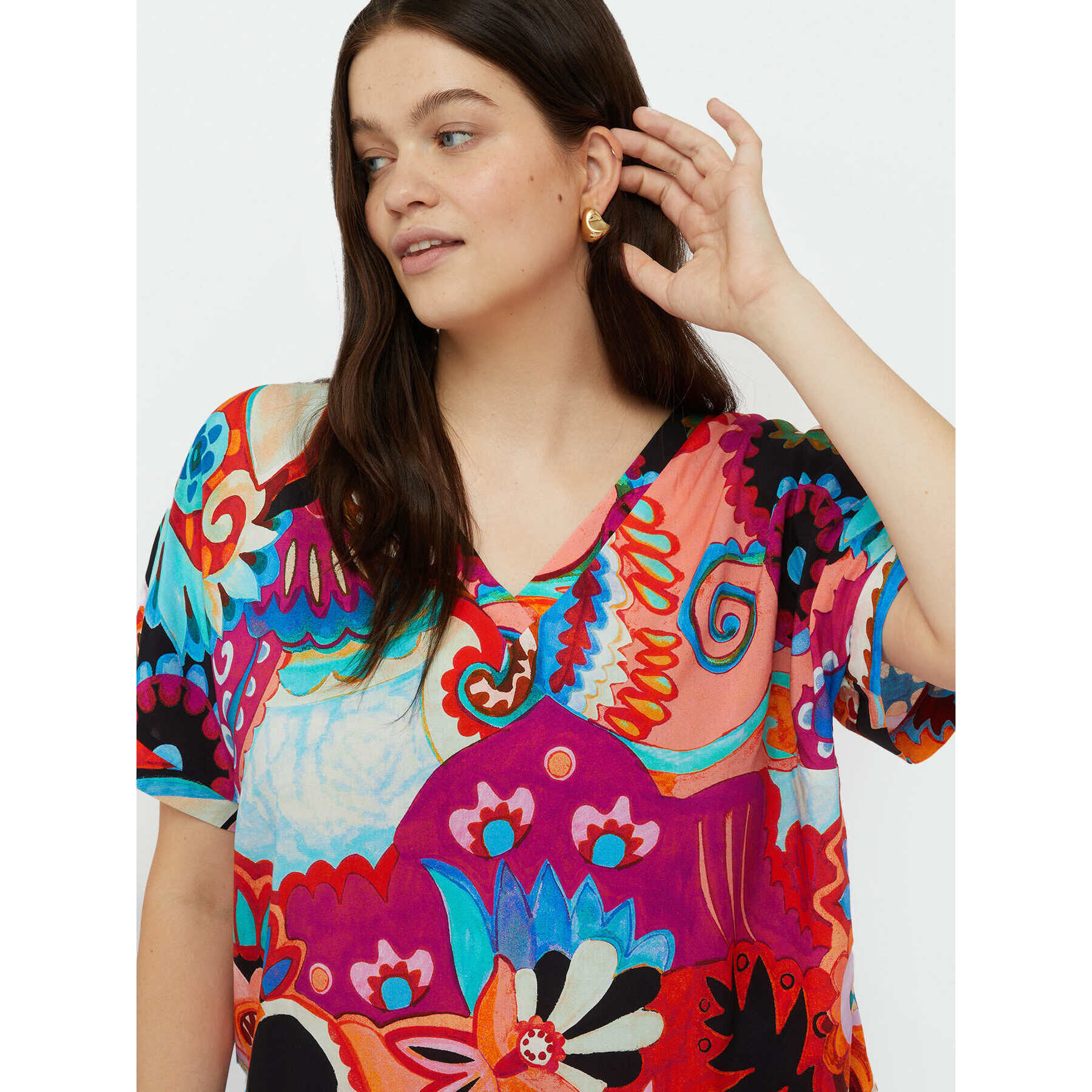 Fiorella Rubino - Blusa multicolor con viscosa LENZING™ ECOVERO™ - Fuchsia