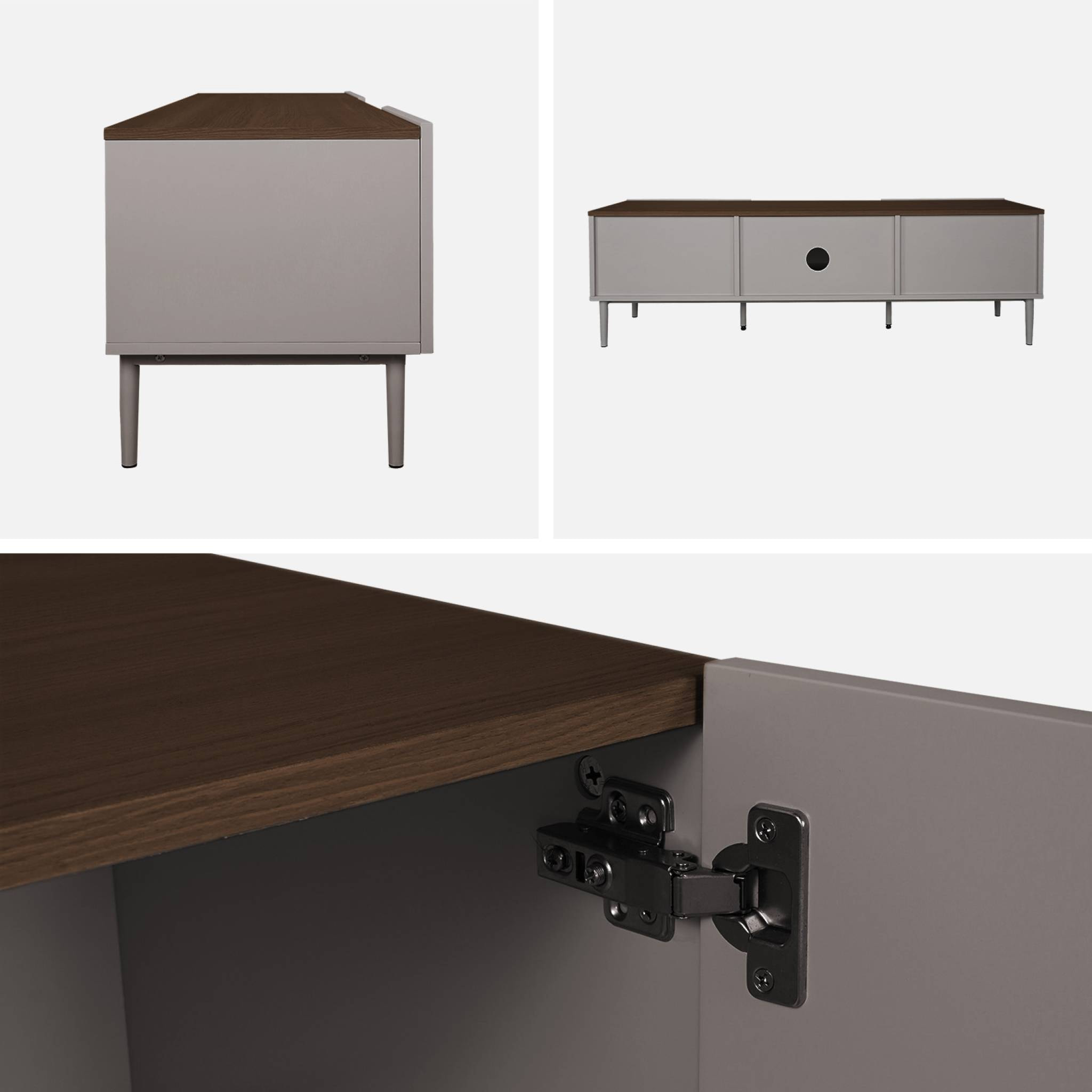 Meuble TV métal et décor bois 2 portes 140cm ASHTON