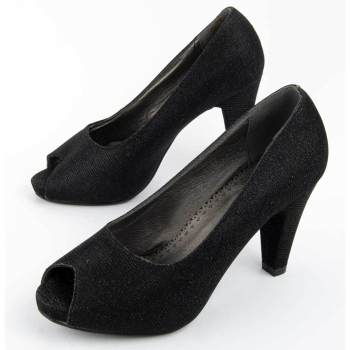 Zapato De Tacón - Negro - Altura: 8 Cm