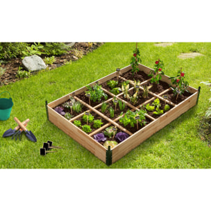 Serres de potager 12 compartiments Aroma en bois avec bâche - Lot de 2