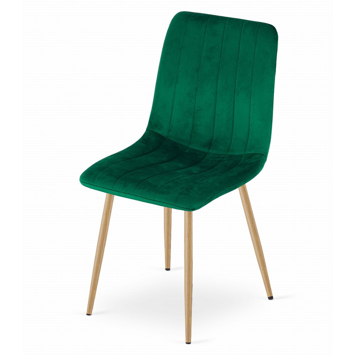 Set di 2 sedie LAVA in velluto verde smeraldo con gambe effetto legno