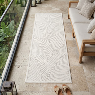 NOVA - Tapis intérieur/extérieur crème à motif feuilles