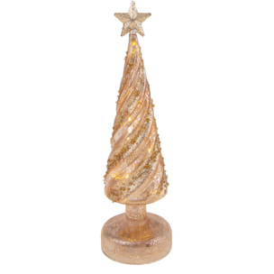 Albero Cono Con Led. Altezza 30 Cm - Pezzi 1 - 7,5X30X7,5cm - Colore: dorato - Bianchi Dino