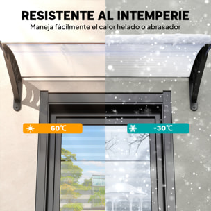 Marquesinas Exterior para Puertas y Ventanas, 122x89 cm, Tejadillo de Protección contra Sol y Lluvia, con Cubierta de Policarbonato, Soporte de Aleación de Aluminio, Blanco