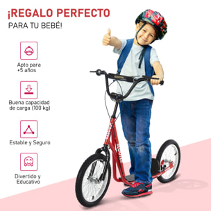 Patinete Ajustable Para Niños Metal 139x58x90-96 cm Rojo