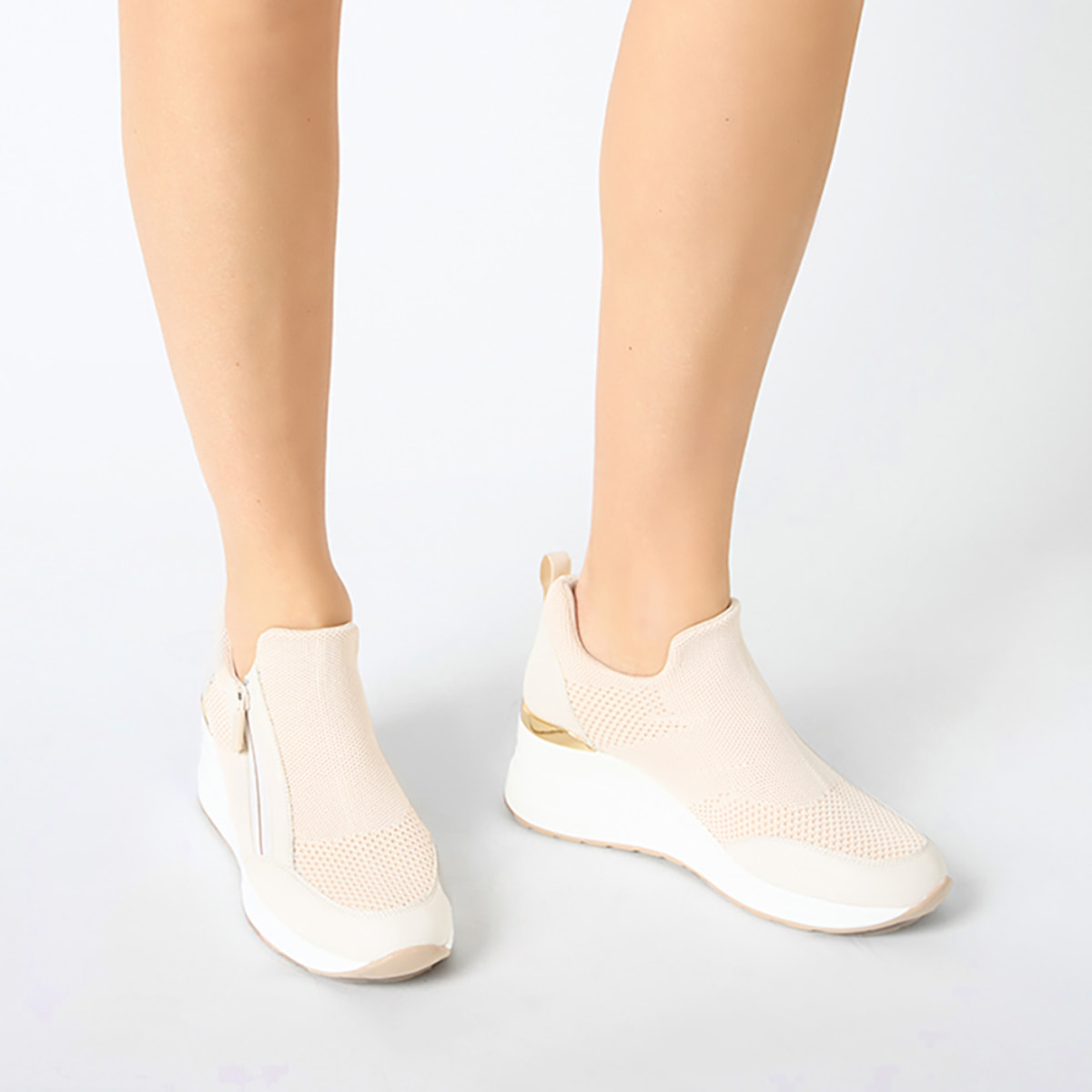 Slip on donna beige in tessuto