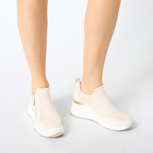 Slip on donna beige in tessuto