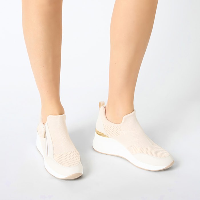 Slip on donna beige in tessuto