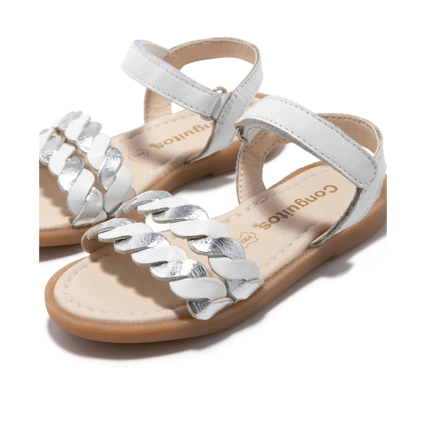 Sandalias Trenza Blanco Plata