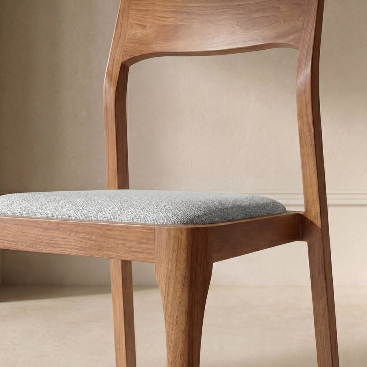 Chaise Nory -bois massif d'hévéa et tapisserie en tissu-couleur noyer 42 x 83 x 54 cm