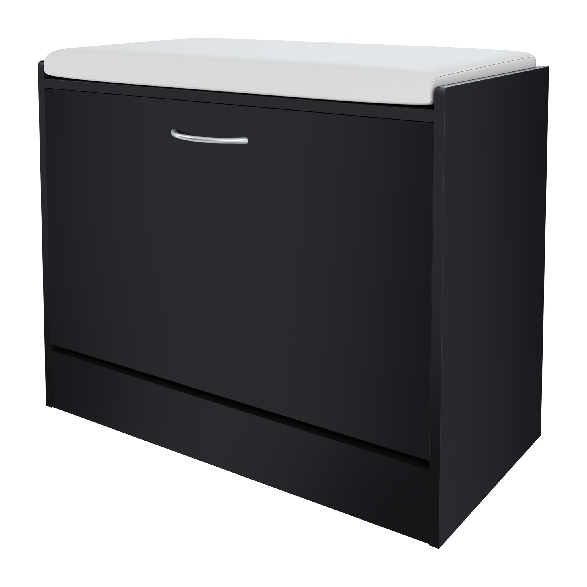 Panca Portascarpe Scarpiera Da Ingresso Piccola Salvaspazio Con Cuscino Anta A Ribalta Seduta Imbottita In Ecopelle Tripla Profondità Soggiorno Casa Camera Ufficio 60 x 30 x 48 Cm (Nero Liscio)