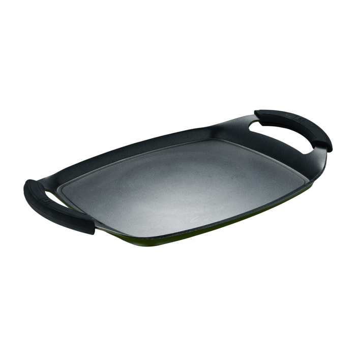 Asador 37x25 cm aluminio prensado, plancha amplia antiadherente con asas expert san ignacio