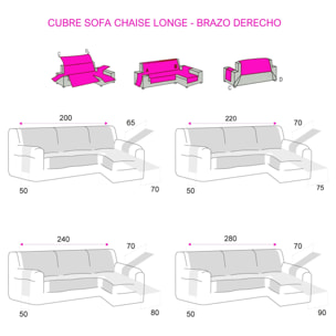 Cubre Sofá Acolchado para Chaise Longue MAU Beig brazo derecho Nordic-Home