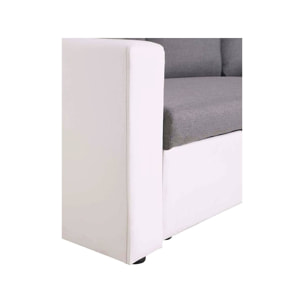 Canapé d'angle convertible/ réversible avec coffre "Alain" - 221 x 145 x 85 cm - 3 places - Gris / Blanc