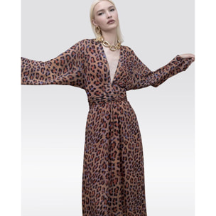 Abito lungo con stampa animalier