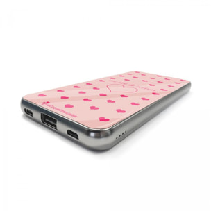 Batterie en verre trempé universel 8000mAh Pluie de Bonheur Rose Motif Ecriture Tendance La Coque Francaise