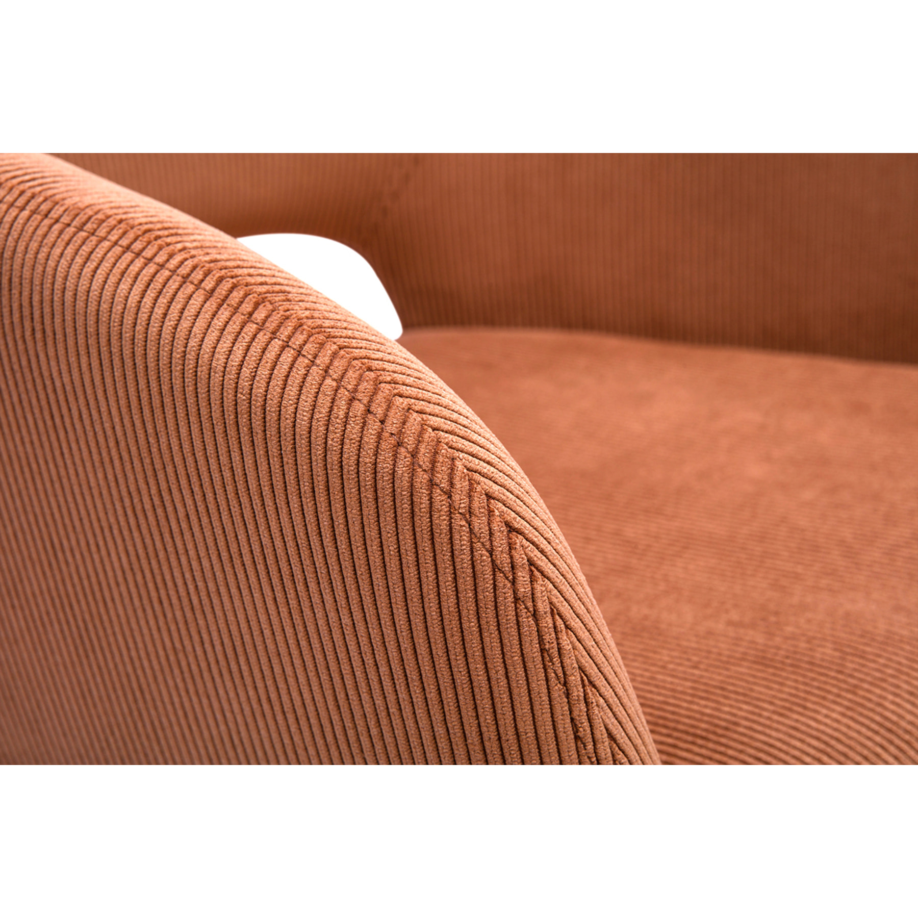 Chaise pivotante 360° en tissu velours côtelé terre brûlée et métal noir LAURETTE