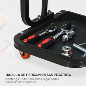 Taburete de Taller Móvil con Ruedas, Asiento Taburete para Mecánico con Bandeja para Herramientas y Estructura de Acero, Carga 100 kg, para Garaje, Reparación de Coches, Rojo