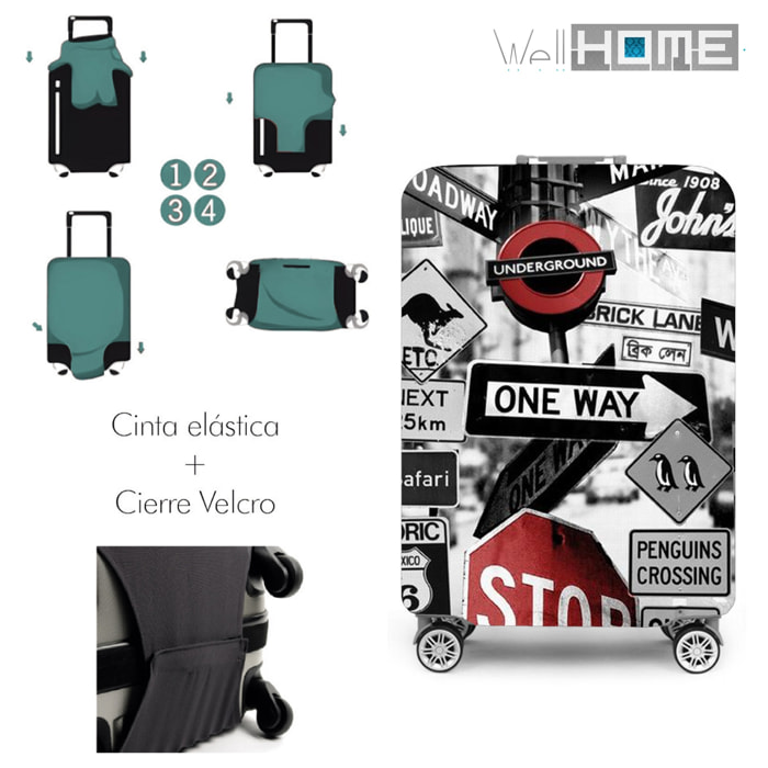 Funda protectora travel tips' para maleta reutilizable con cremallera