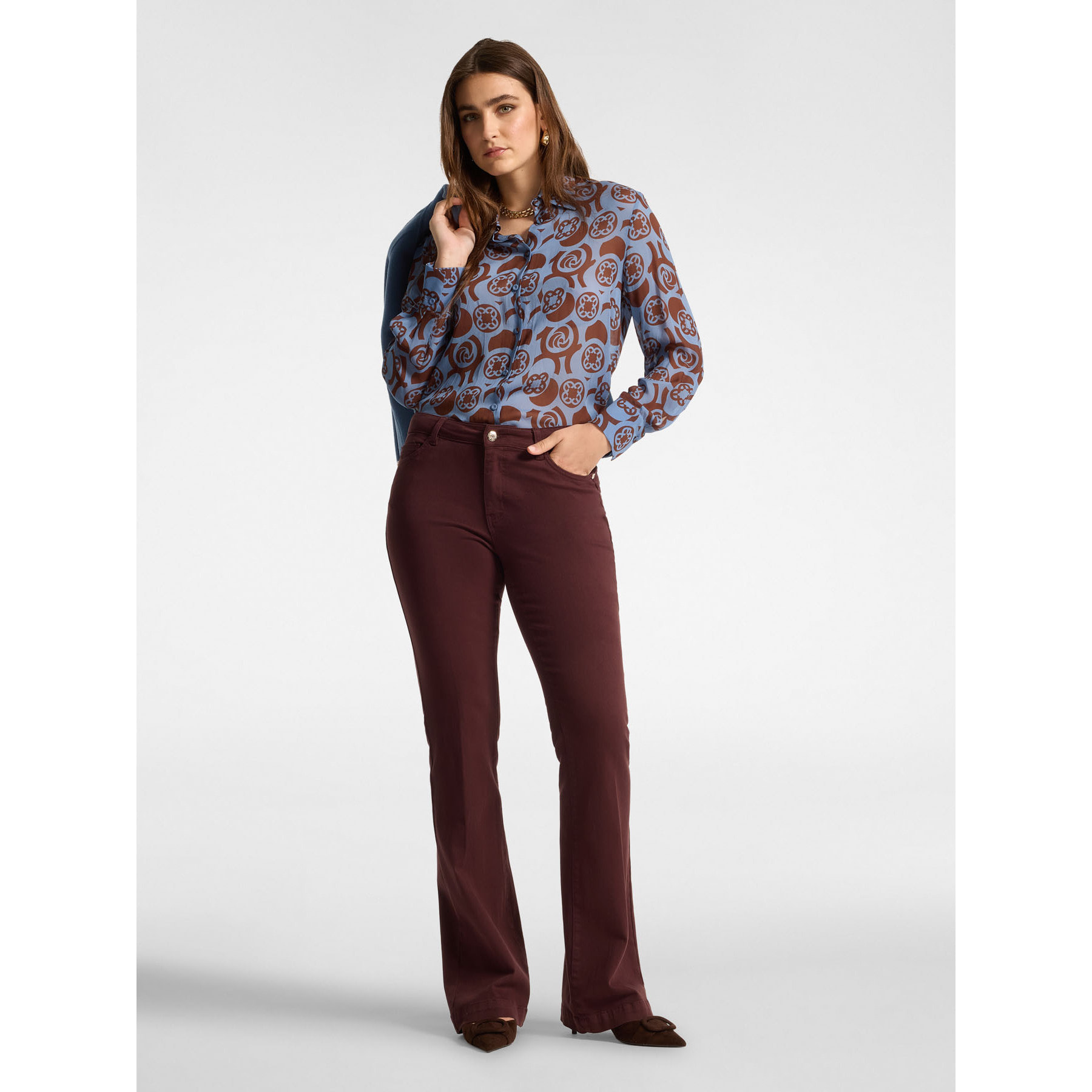 Elena Mirò - Camicia in viscosa stampata - Azzurro