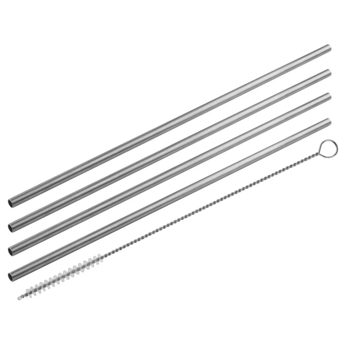 Lot de 4 pailles en inox avec goupillon 24 cm Fackelmann Bar Concept