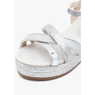 Sandalias Cuña de Niña Glitter Plata