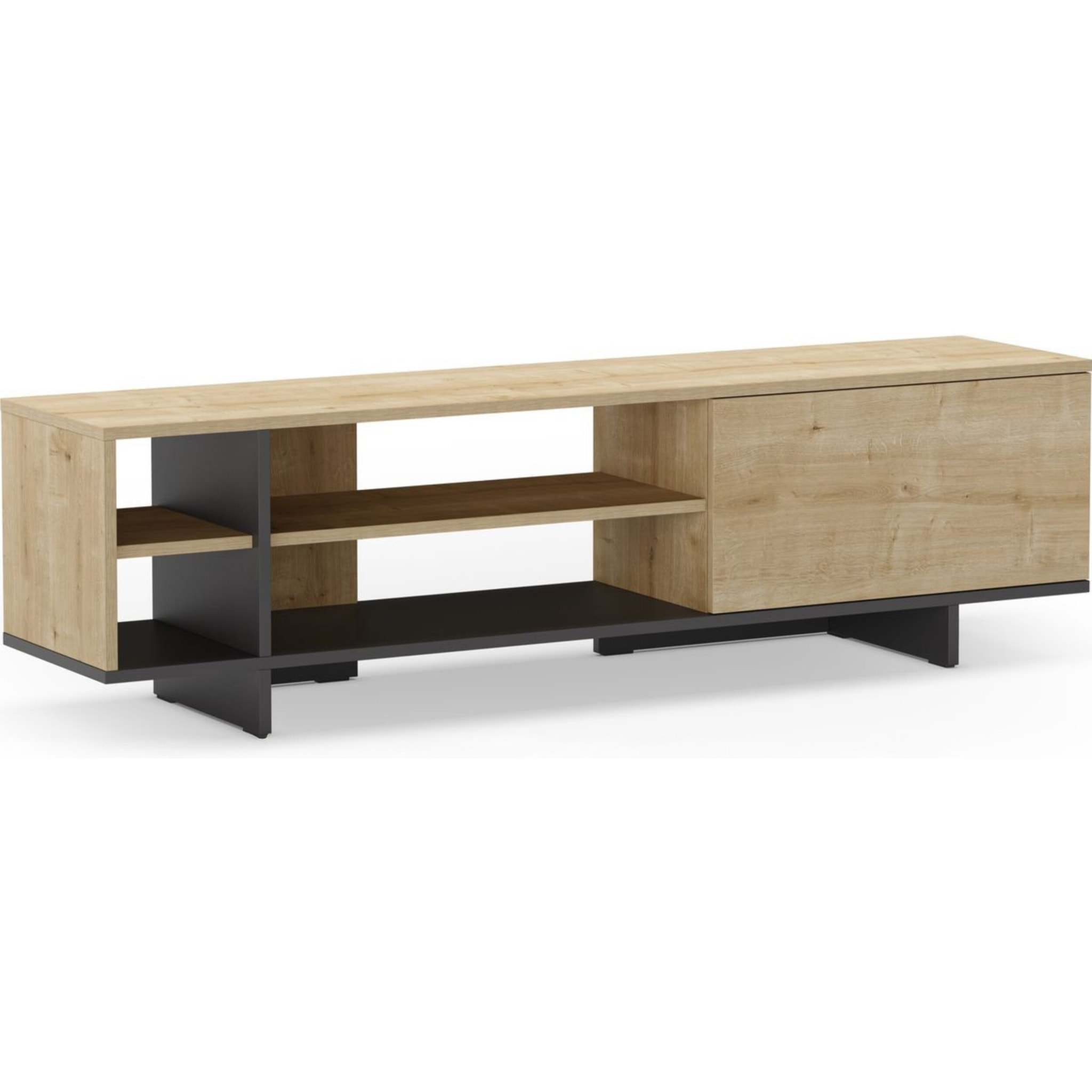 Meuble Tv 1 porte décor chêne - ALICIA