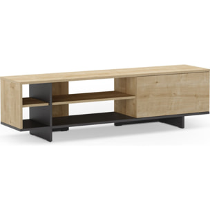 Meuble Tv 1 porte décor chêne - ALICIA