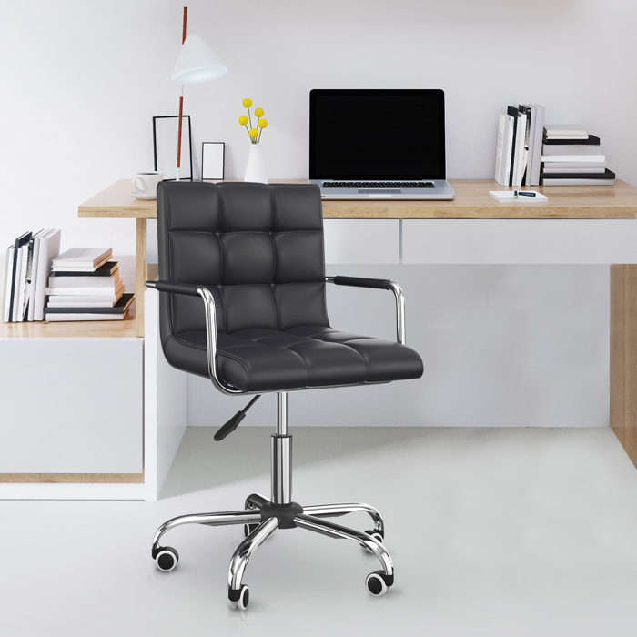 HOMCOM Chaise de bureau fauteuil manager pivotant hauteur réglable revêtement synthétique capitonné noir