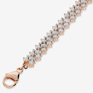 Bracciale Tennis Bicolore Doppio con Cubic Zirconia Bianche placcato Oro Rosa 18Kt
