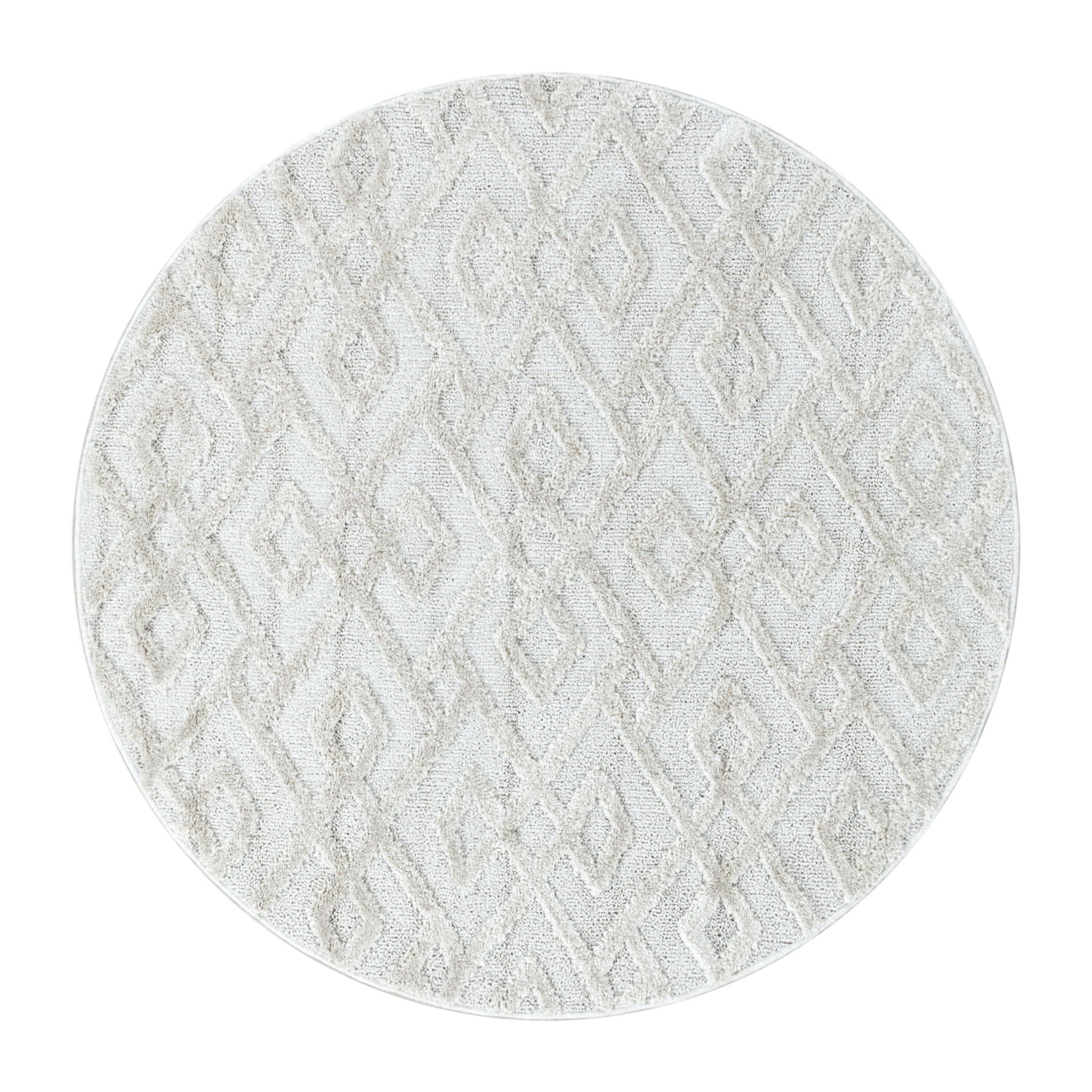 PISA - Tapis de salon rond à motif crème - PIS4708CRE