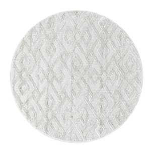 PISA - Tapis de salon rond à motif crème - PIS4708CRE