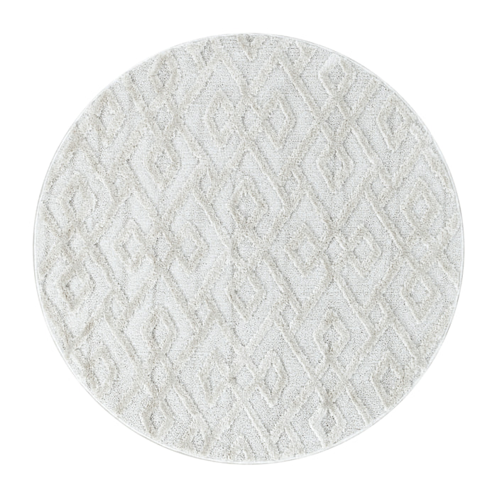 PISA - Tapis de salon rond à motif crème - PIS4708CRE
