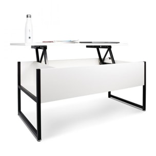 Tavolino da Salotto con Contenitore in Stile Industrial tavolino da caffè in Acciaio e Legno Moderno con ripiano sollevabile