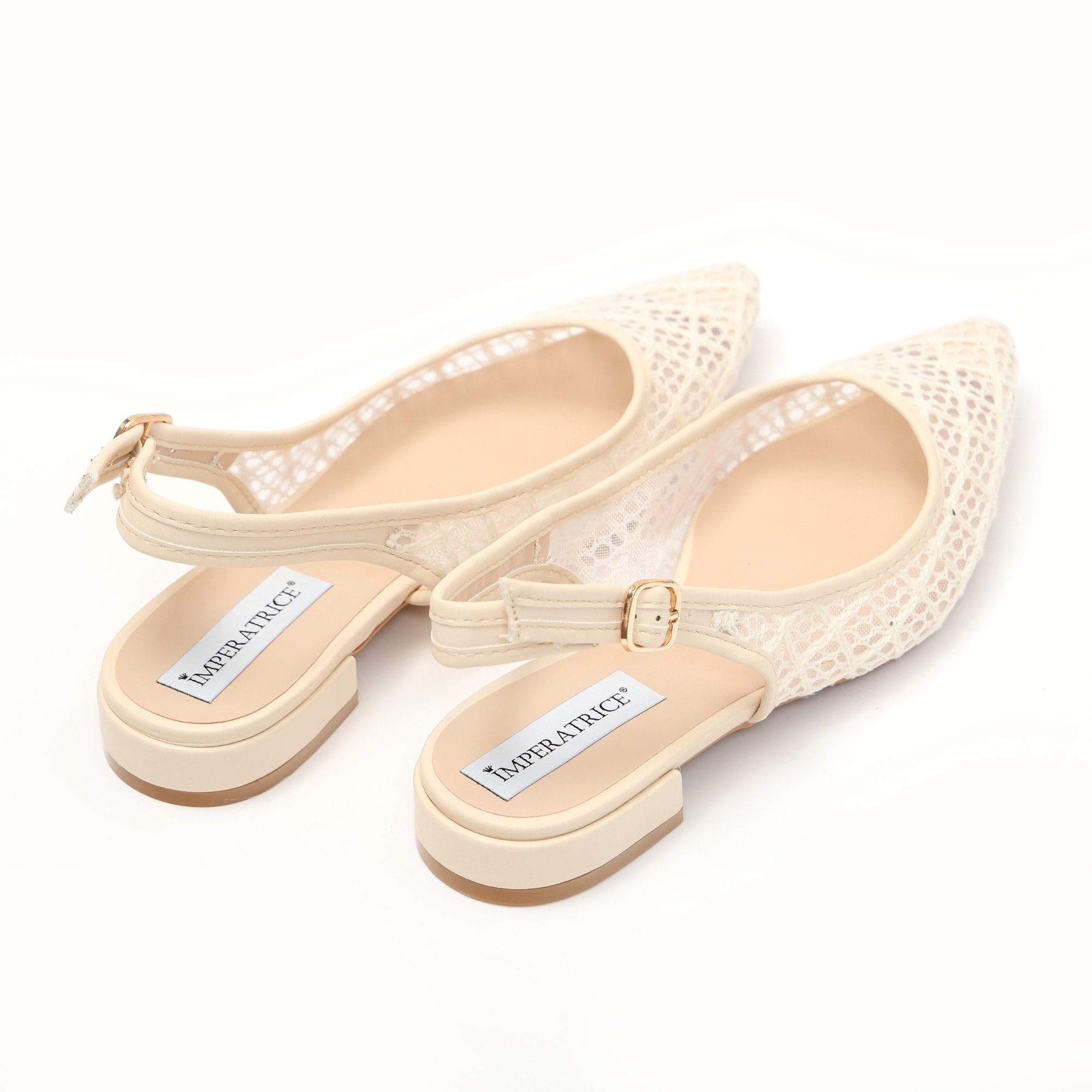 Ballerine slingback in rete ricamata