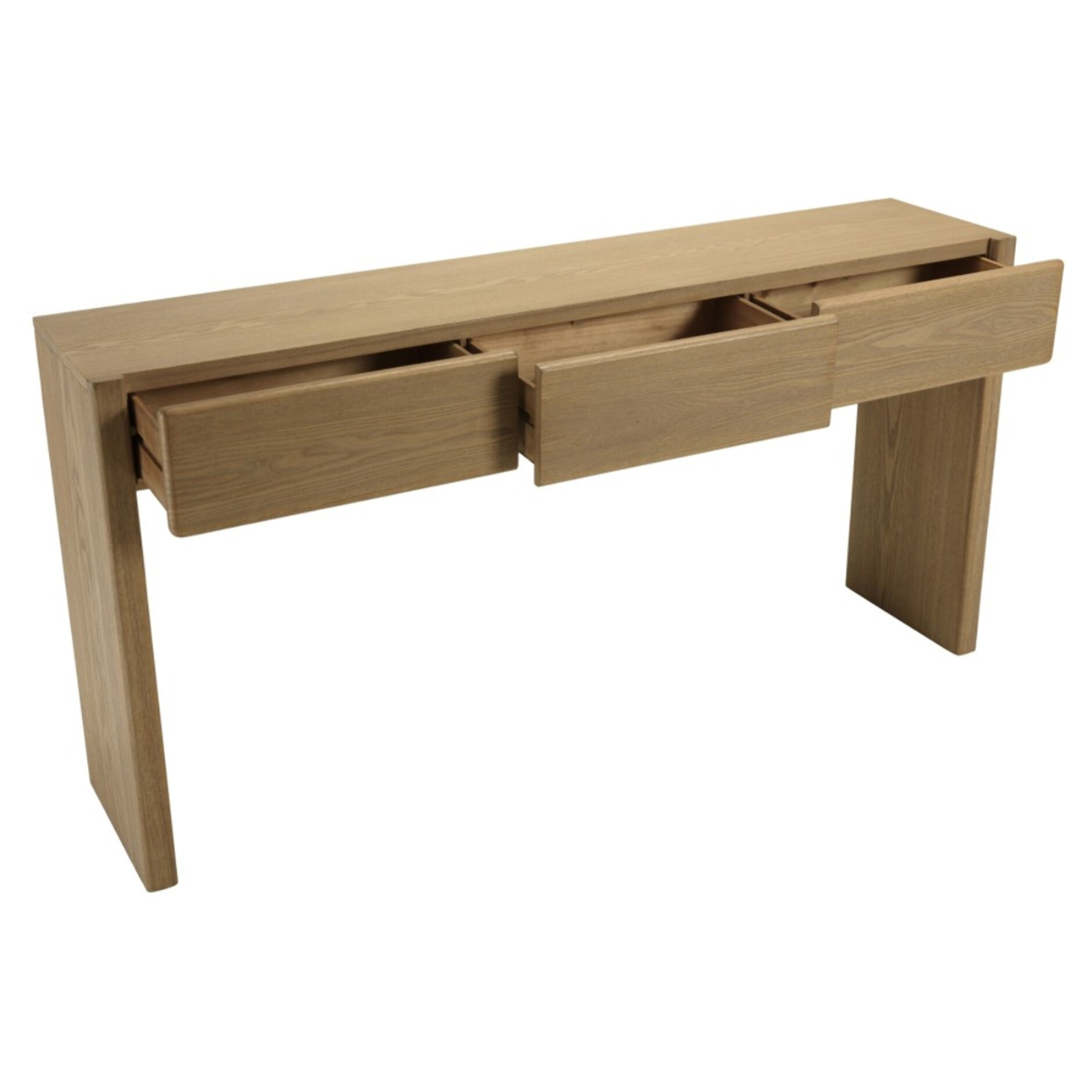 ELLA - Console L160 couleur naturelle 3 tiroirs design arrondi