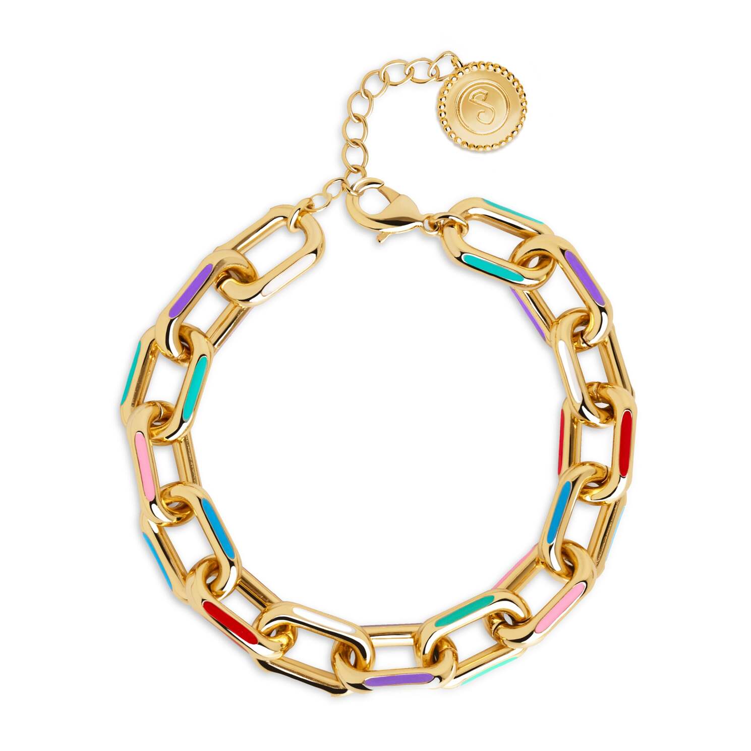 Bracciali Link Rainbow Enamel Placcato Oro