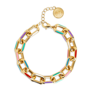 Bracciali Link Rainbow Enamel Placcato Oro