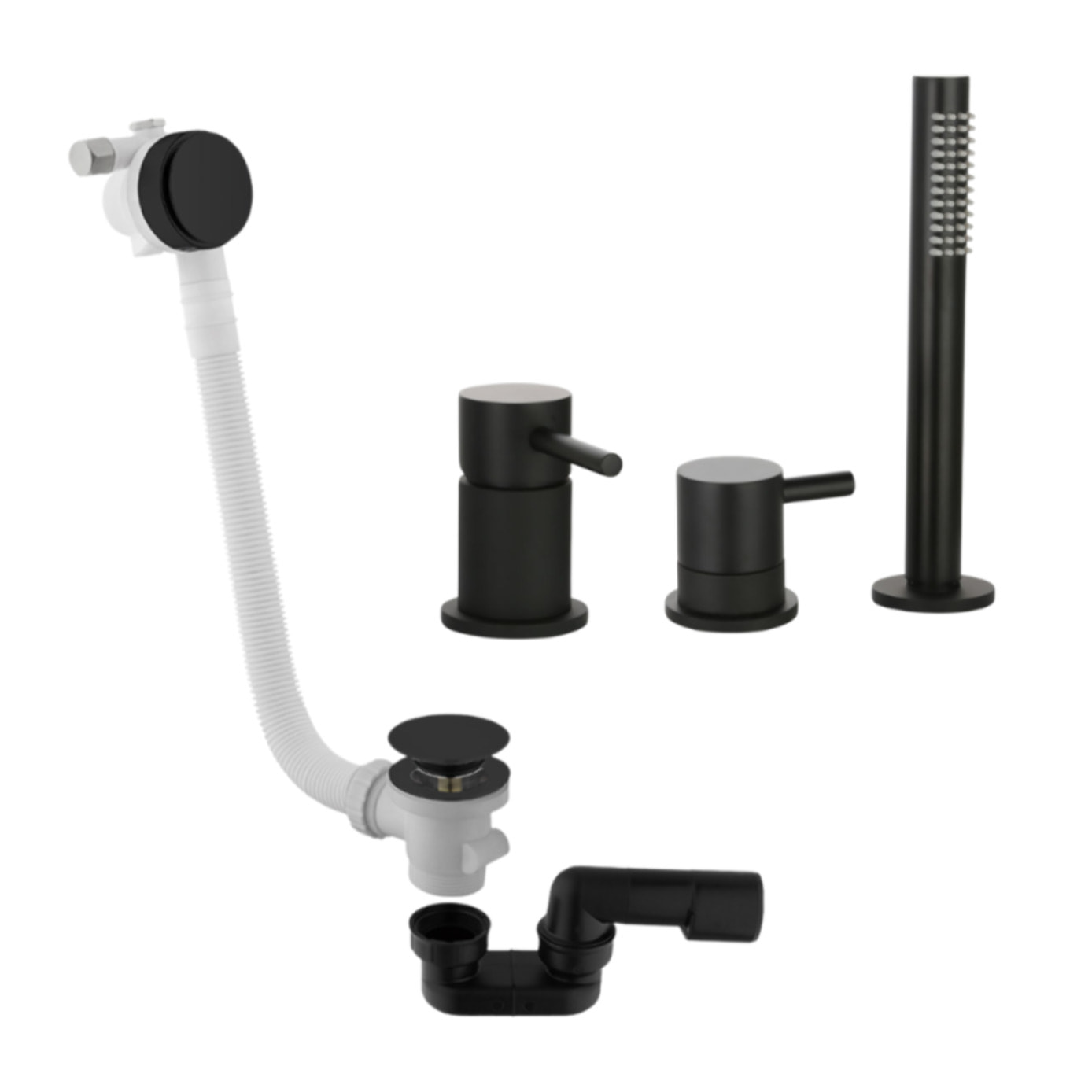 Mitigeur bain douche mécanique sur table PAINI Cox noir mat + Vidage/remplissage trop plein + bonde clic-clac + siphon 90cm noir