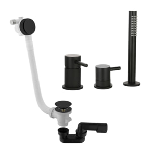 Mitigeur bain douche mécanique sur table PAINI Cox noir mat + Vidage/remplissage trop plein + bonde clic-clac + siphon 90cm noir