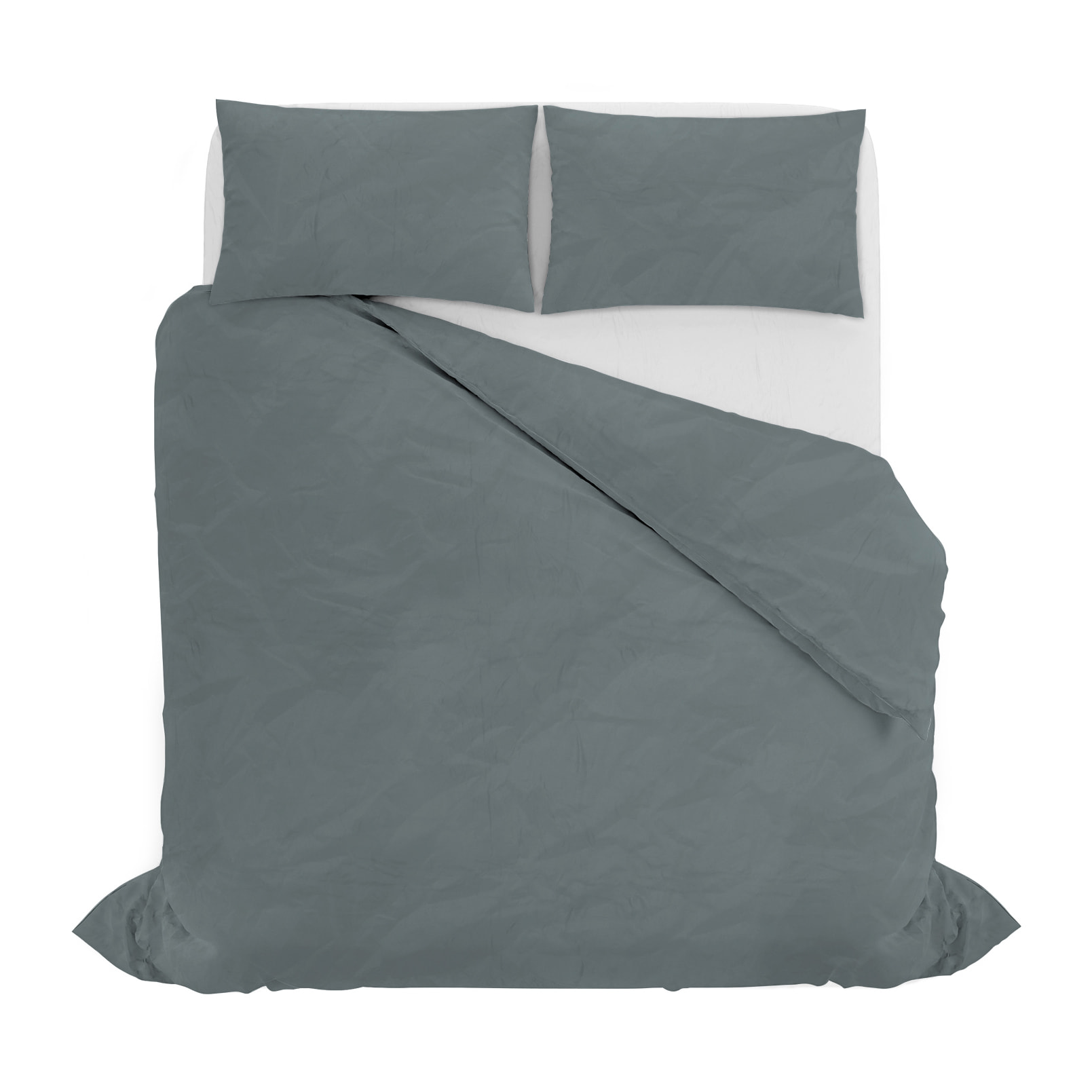 PARURE COPRIPIUMINO WATER WASHED, 100% Microfibra, No Stiro - GRIGIO CHIARO