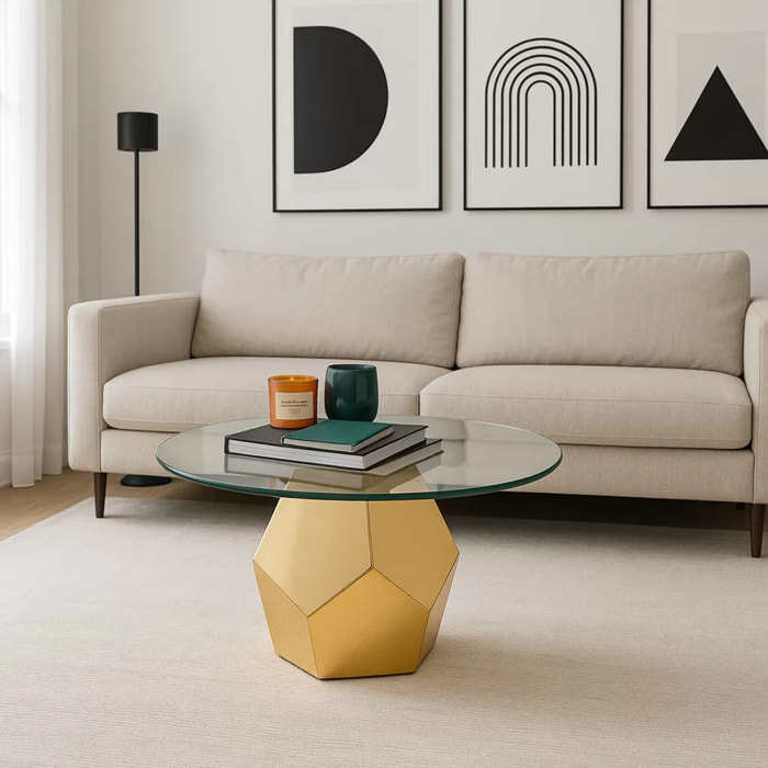 Table basse Ricchezza 90cm dorée Kare Design
